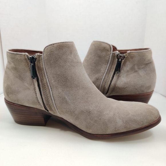 SAM EDELMAN Petty Chelsea Ankle Booties Suede Tan Women 7.5M Low Heel Almond Toe - Picture 7 of 16